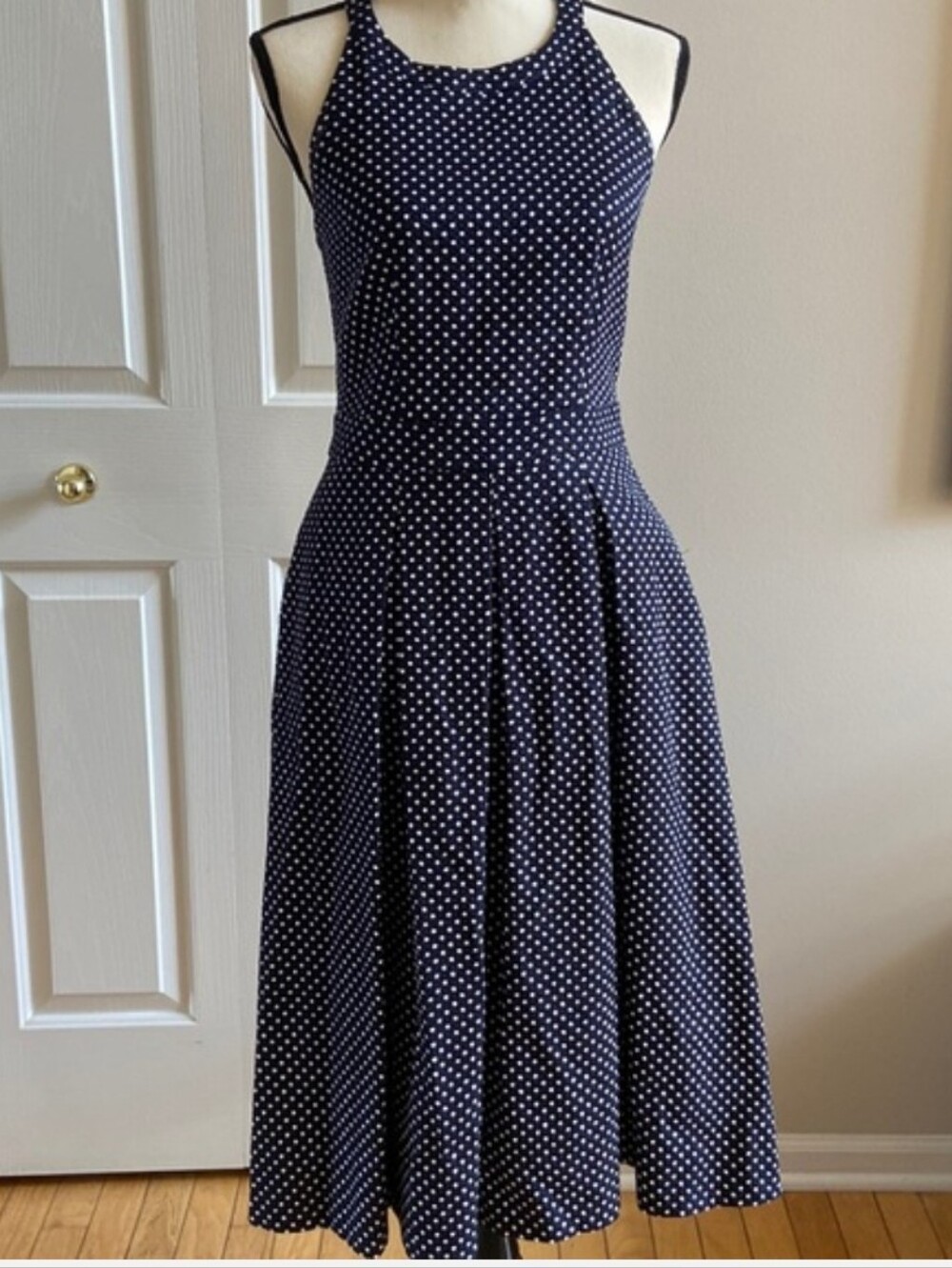 The Limited Blue Polka Dot Halter Dress Size 0/XS